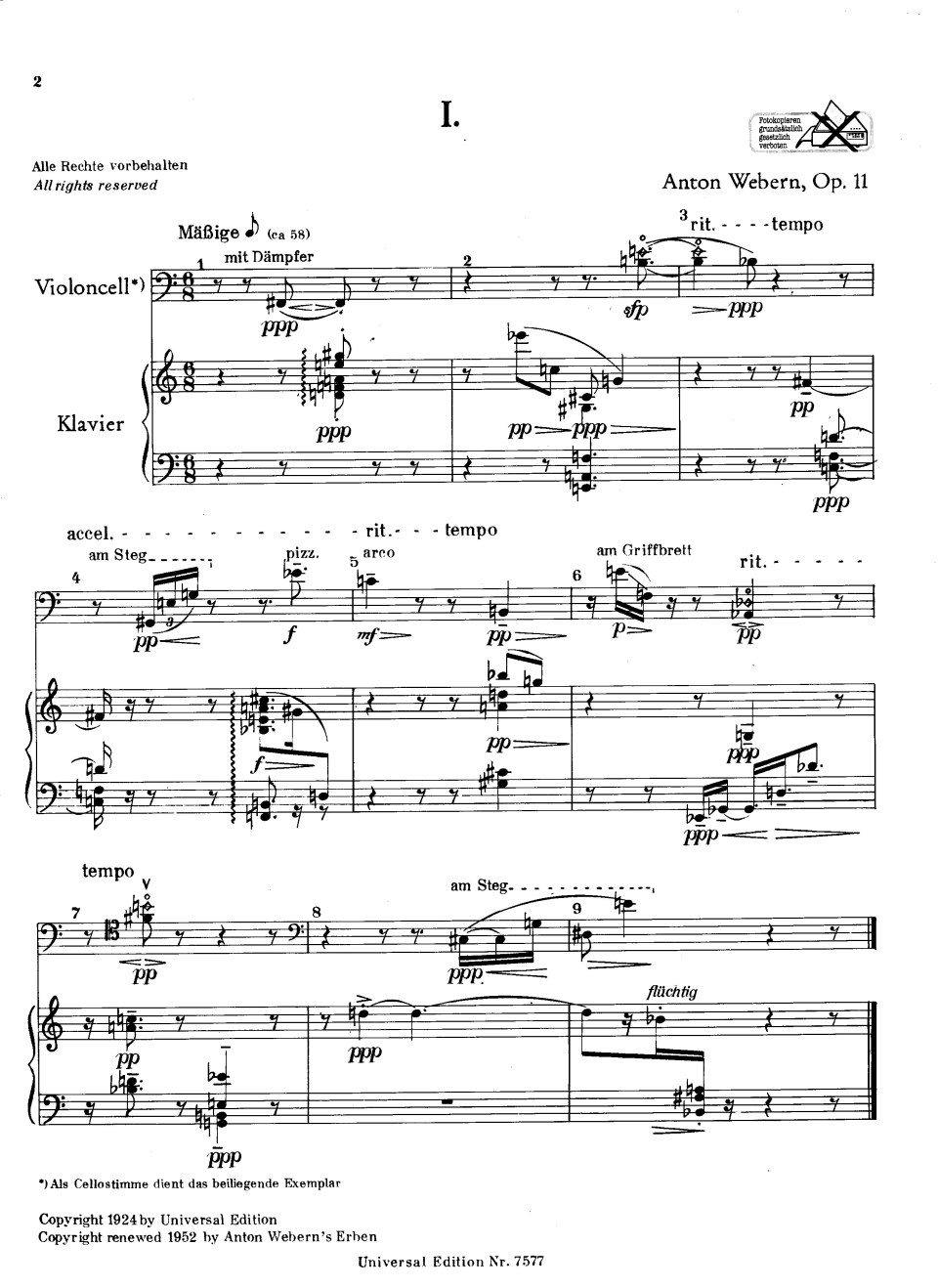 three pieces Webern I